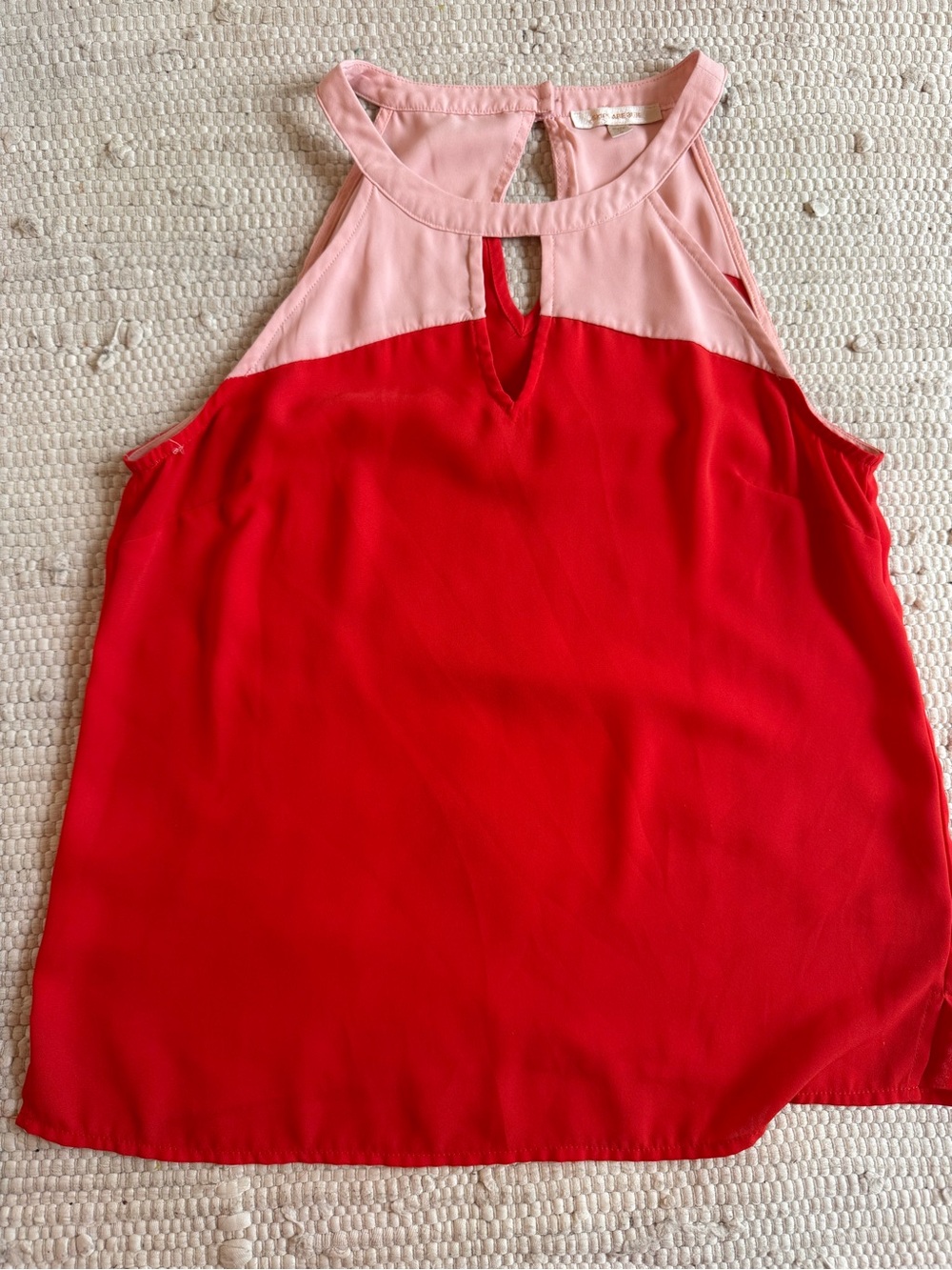 Skies Are Blue Two-Tone Red & Light Pink Halter Shell Top